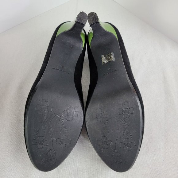 Hester Van Eeghen Black Suede Pumps with Green Heels Women's EU 38 US Size 7.5 - Picture 7 of 7